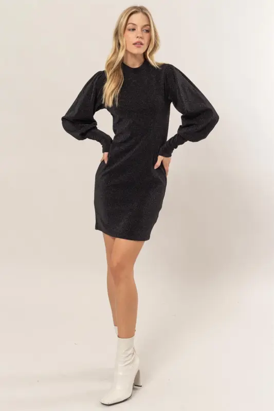Metallic Mock Neck Mini Dress online
